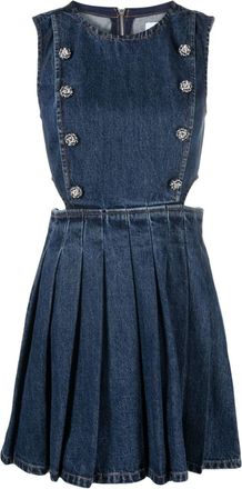 Self Portrait cut-out denim minidress - women - Cotton - 10 - Blue