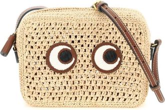 Anya Hindmarch Cross Body Bags, female, Beige, Size: ONE SIZE Raffia Eyes Crossbody Bag