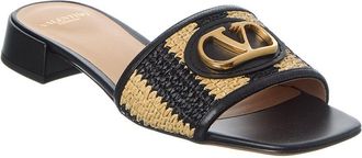 Valentino Vlogo Signature 20 Straw & Leather Sandal