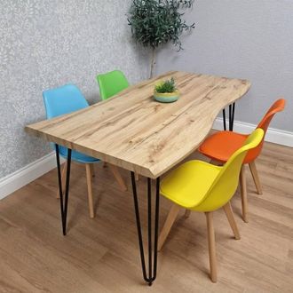 Kosy Koala 140cm Modern Dining Table & 4 Mixed Colourful Chairs in Brown