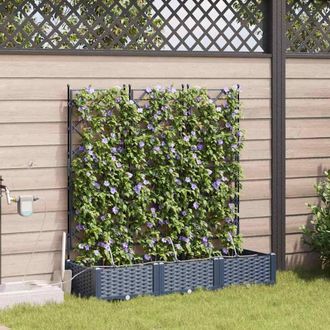 Berkfield Home Garden Planters with Water Irrigation System 3 pcs Grey