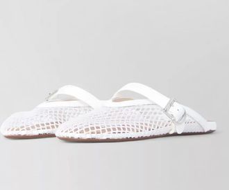 Alaia patent leather mesh flat mules