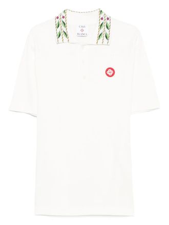Casablanca embroidered-collar polo shirt - White