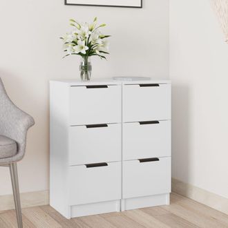 Berkfield Home Sideboards 2 pcs White 30x30x70 cm Engineered Wood | Size: 30 x 30 x 70 cm
