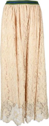 Aglini Beige Lace Long Skirt