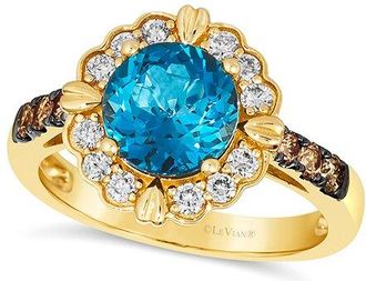 Le Vian 14K 3.13 Ct. Tw. Diamond & London Blue Topaz Cocktail Ring