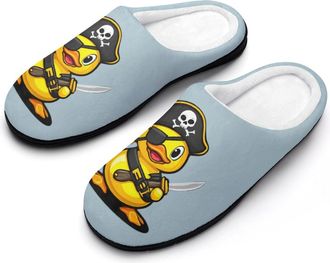 Generic Pirates Rubber Duck Womens Cotton Slipper Comfortable Cozy Plush Slippers Anti-Skid Indoor House Closed Toe Shoes