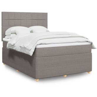 vidaXL Vidaxl - Cama Box Spring Con Colch&oacute;n Tela Gris Taupe 140x200 Cm
