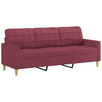vidaXL Sof&aacute; De 3 Plazas De Tela Rojo Tinto 180 Cm Vidaxl
