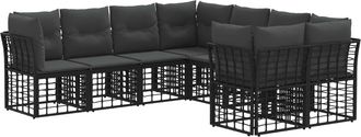 vidaXL Conjunto De Sof&aacute;s De Exterior 8 Uds. Negro Y Gris Oscuro Vidaxl