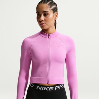 Nike Womens Nike Pro Seamless Full-Zip Training Top in Purple | IO4466-503