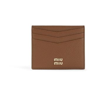 Miu Miu Calf Leather Card Case - Dames - Portefeuilles - Bruin - ONE Size - Leer - Accessoires