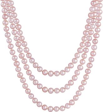 Splendid Pearls Endless Pink 80 Freshwater Pearl Necklace