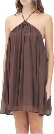 Patrizia Pepe Crepe Mini Jurk - Dames - Korte kleedjes - Bruin - XL - Kleedjes