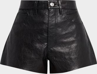 Re/Done Leather A-Line Shorts