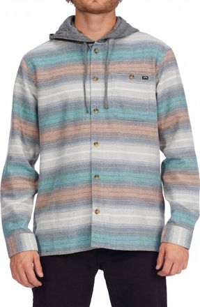 Billabong Baja Hooded Flannel Shirt In Chino