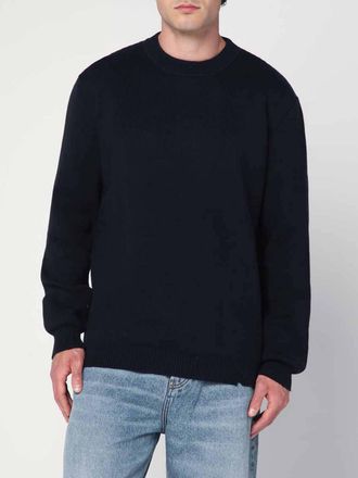 Golden Goose Crewneck Jumper in Cotton Blend with Ribbed Trims