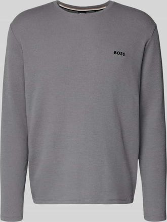 HUGO BOSS Regular Fit Langarmshirt aus Baumwoll-Mix in Dunkelgrau, Gr&ouml;&szlig;e XXL