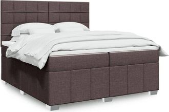vidaXL Vidaxl - Cama Box Spring Con Colch&oacute;n Tela Marr&oacute;n Oscuro 200x200 Cm