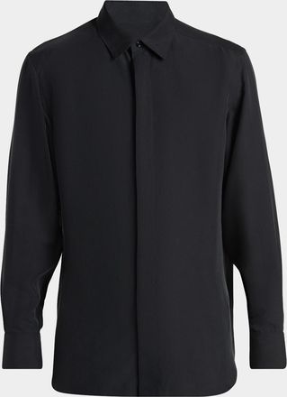 Tom Ford Mens Cupro Twill Concealed-Placket Sport Shirt