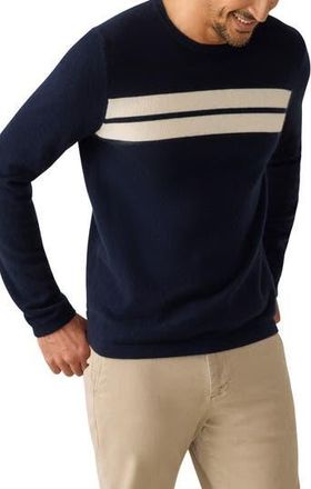 Faherty Cashmere Stripe Crewneck Sweater in Navy Night Surf Stripe at Nordstrom Rack, Size Medium
