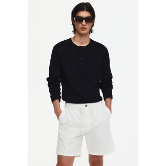 H&M Regular Fit Linen-blend Shorts in White at Nordstrom, Size Xx-Large