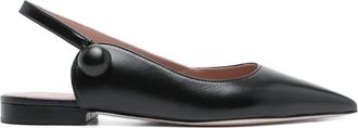 Malone Souliers Zwarte Platte Slingback Schoenen - Dames - Ballerinas - Zwart - 39 EU - Leer - Schoenen