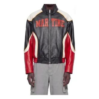 Martine Rose Bomber Jackets, male, Multicolor, Size: M SuperBowl Leather Jacket