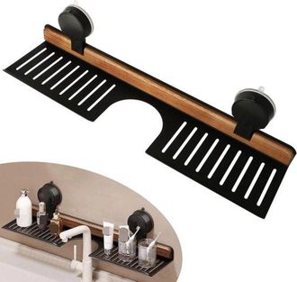 OEM Estanter&iacute;a De Ba&ntilde;o Con Ventosas - 50 Cm - Negro/marr&oacute;n