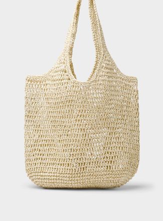 Simons Womens Openwork braided straw XL tote bag