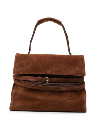 Moschino Structured Suede Shoulder Bag