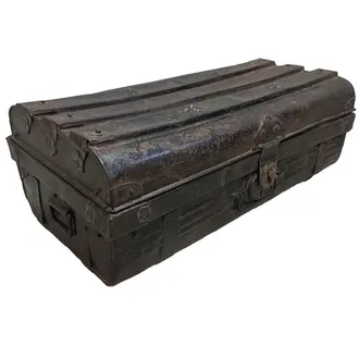Wanderlust Deco Maleta De Metal Acabado Artesanal Marr&oacute;n 67x37x25h Cm