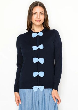 YAL New York Navy Long Sleeve Sweater - Bow Detail