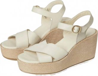 Sorel Womens Sunpeak Wedge Ankle Strap Sandal In Chalk