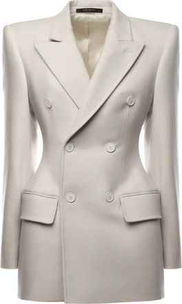 Balenciaga Chal Cashmere Blazer - Dames - Blazers - Wit - XS - Kasjmier - Jassen