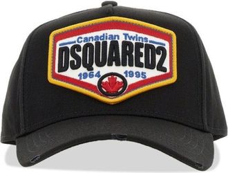 Dsquared2 Black Cotton Baseball Cap With Logo Patch