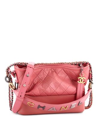 Chanel Gabrielle with Logo Handle Quilted Aged Calfskin Medium hobo bag - Roze