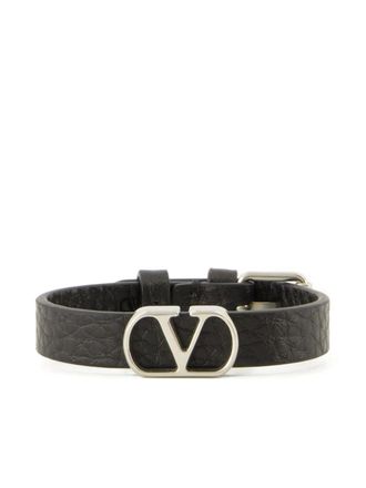 Valentino Garavani Bracciale VLogo in pelle - Nero