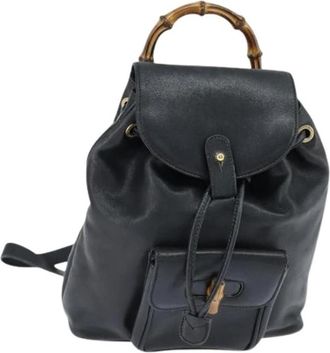 Gucci Pre-owned Leren Rugzak - Dames - Vintage Rugzakken - Zwart - ONE Size - Leer - Vintage