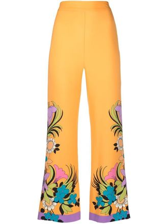 La DoubleJ Broek met bloemenprint - Oranje