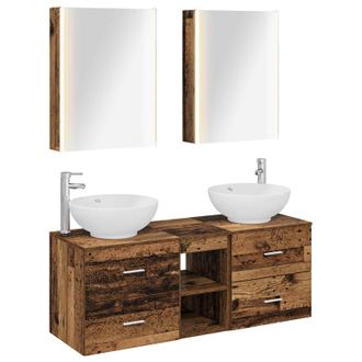 vidaXL Juego De Muebles De Ba&ntilde;o 5 Pcs Madera Envejecida Vidaxl