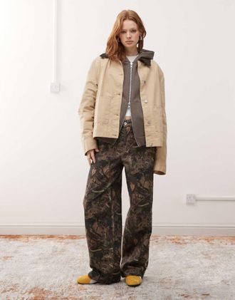 Collusion x002 baggy jeans in tree camo print-Multi