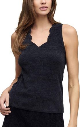 Barefoot Dreams CozyChic Ultra Lite Scallop Tank in Black at Nordstrom, Size X-Small
