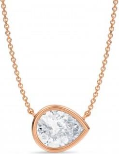 Allurez Pear Lab Diamond Solitaire Pendant Necklace 14K Rose Gold (2.50ct)