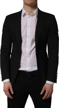 Dolce & Gabbana Mens Black Polyester Single Breasted Blazer Jacket Clothing