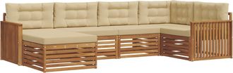 vidaXL Conjunto De Sof&aacute;s De Exterior 6 Uds. Natural Y Beige Vidaxl