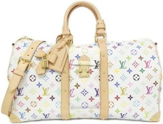 Louis Vuitton Vintage, unisex, Wit, ONE Size, Pre-owned Canvas Weekendtas