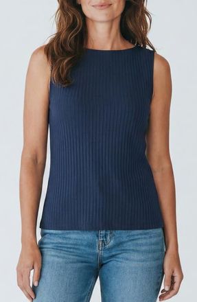 Liverpool L.A. Boat Neck Sleeveless Rib Top in Club Navy at Nordstrom, Size 3X
