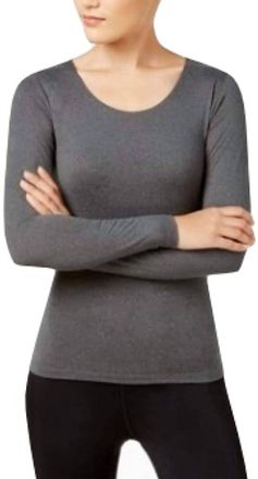 32 Degrees Cozy Heat Long Sleeve Top In Heather Gray