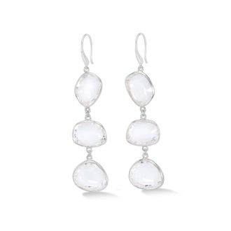 Dower & Hall Long Rock Crystal Pebble Drop Earrings
